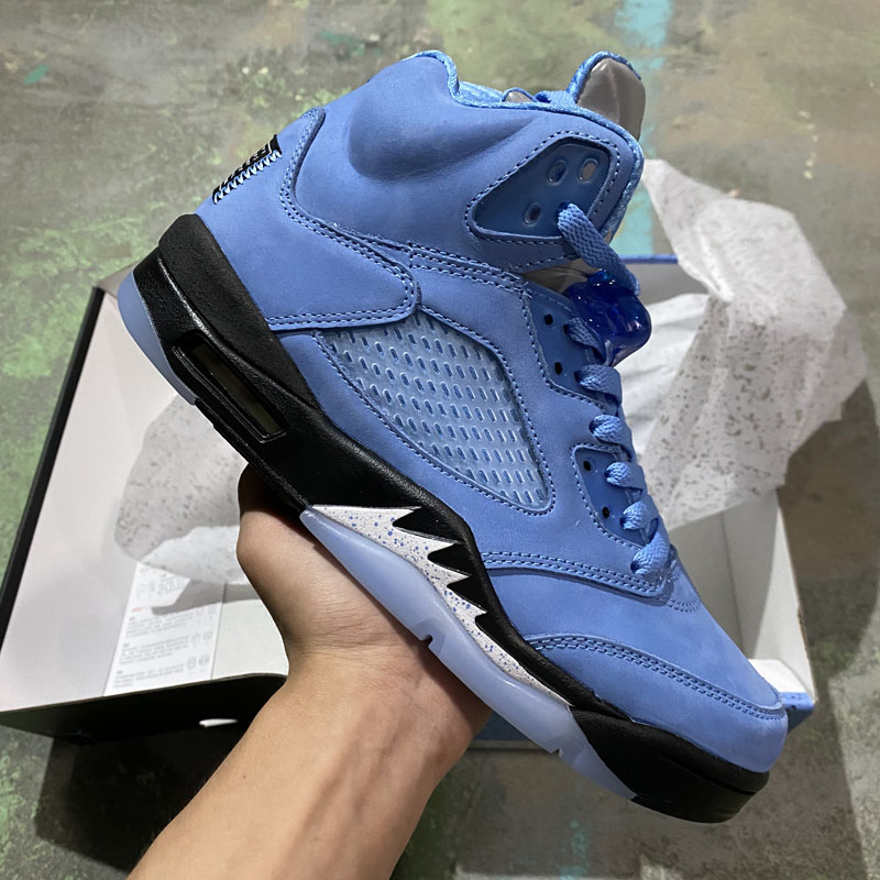 Air Jordan 5 Men Basketball Shoes University of North Carolina Blue
