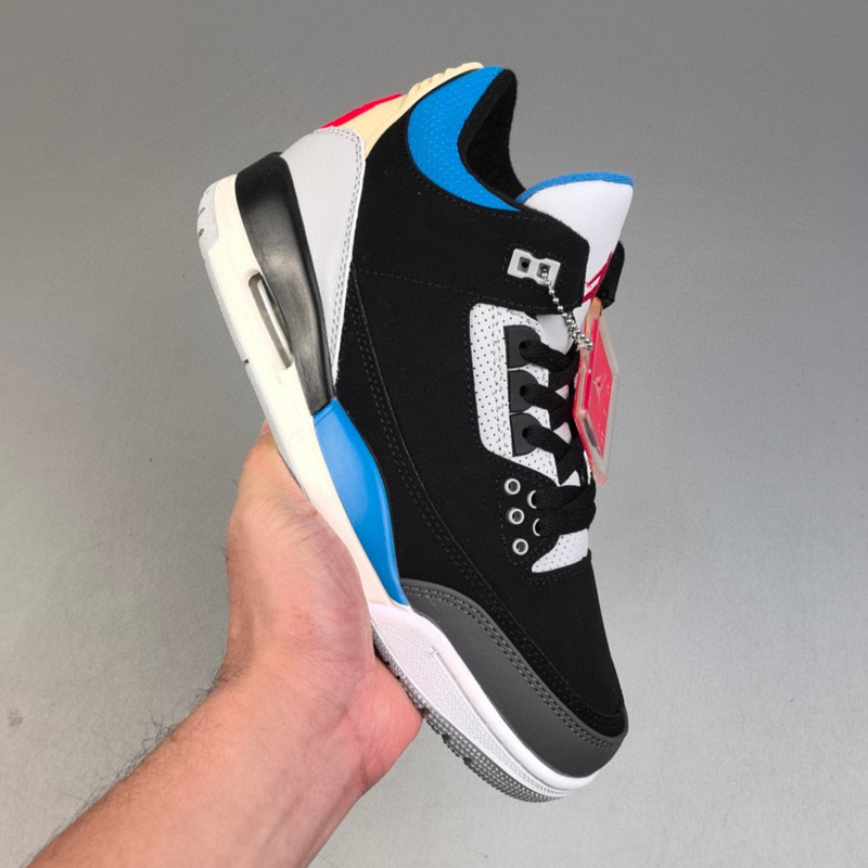 Air Jordan 3 Men Basketball Shoes Black Blue White